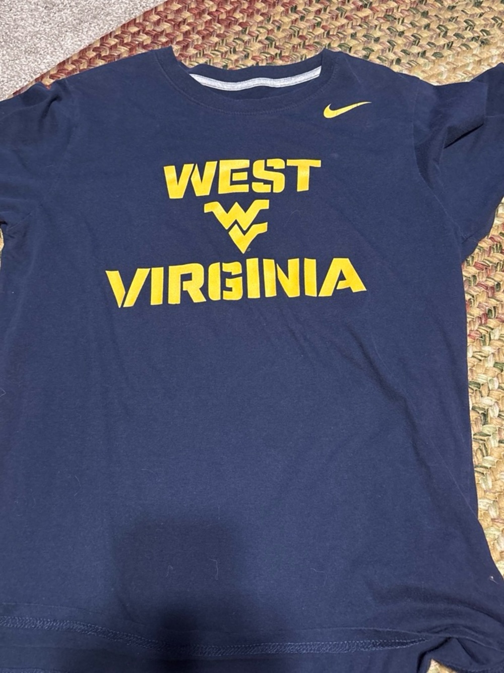 Nike West Virginia kids  Navy Blue Tee with Gold Logo